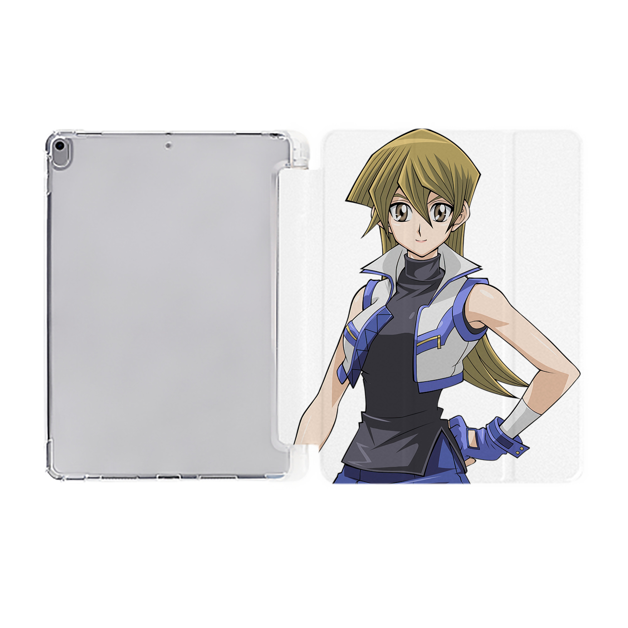 （画像用） 遊☆戯☆王 Yu-Gi-Oh! IPad ケース ペン収納付き 三つ折りスタンド PUレザー×シリコン 対応機種9.5/10.5/10.9インチ